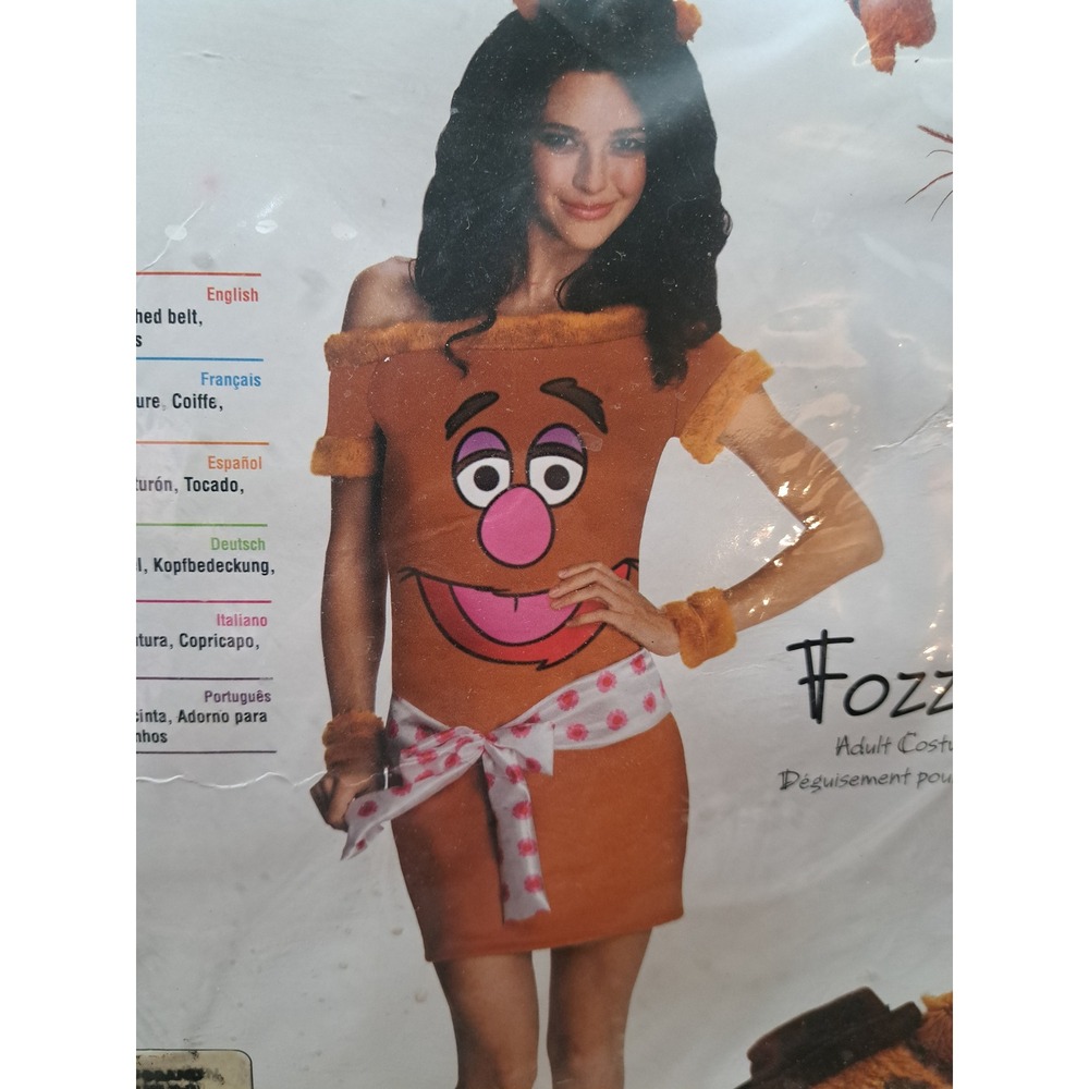 Disney Muppets Sexy Fozzie Bear Adult Costume Dress Headpiece Rubies Brown L - Picture 9 of 10